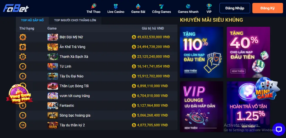 Thưởng chào mừng 100win